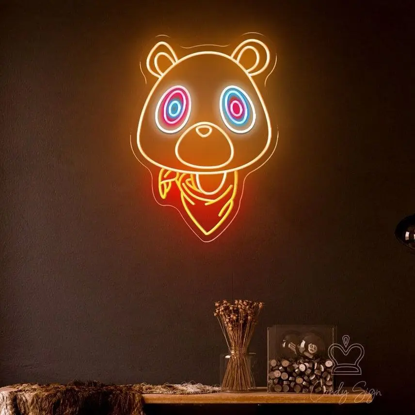 Birthday Gift Kanye West Graduation Bear Neon Sign Custom Flex Led Neon Light Sign Bar Decor Shop Decor Wedding Decor Wall Decro