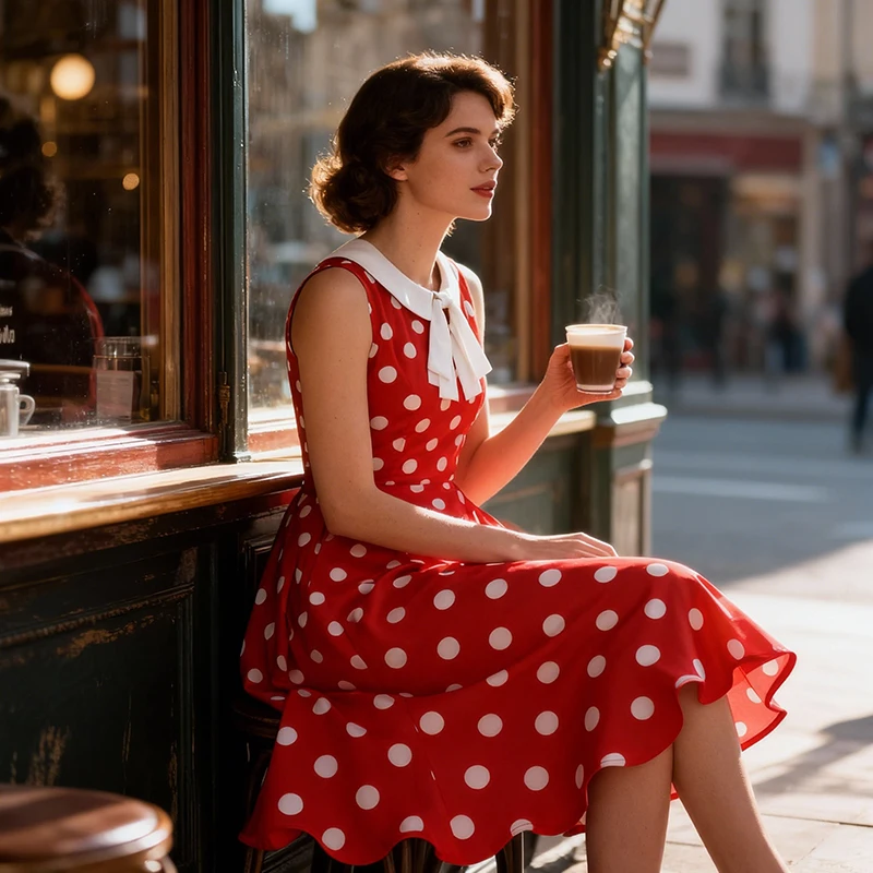 

Elegant Polka Dot Dress Women Vintage 50s 60s Rockabilly Prom Wedding Evening Party Dresses Aesthetic Retro Office Midi Dresses