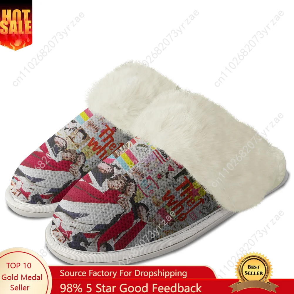 

Плюшевые тапочки The Who, теплая обувь, мужские и женские домашние персонализированные плюшевые повседневные тапочки, термообувь для спальни, тапочки на заказ