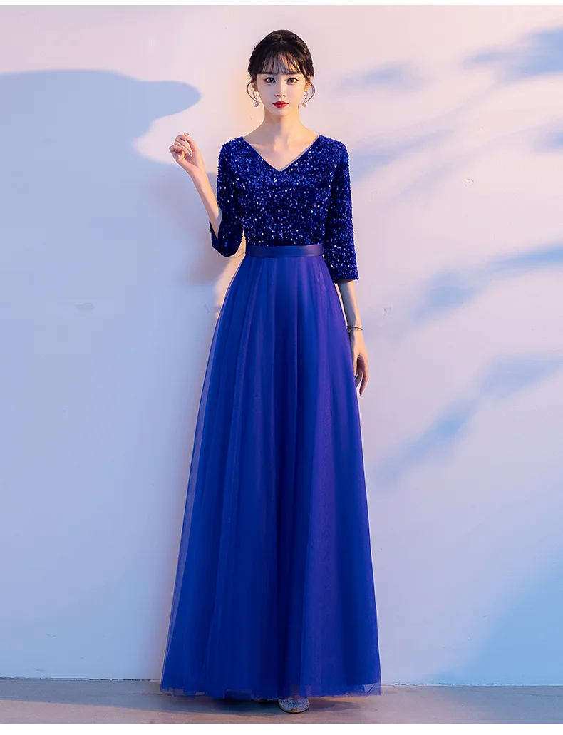 XXBY-75#Evening Gown Chorus Performance Costume Women's Long Dress New Choir Costume Host Recitation Competition Party Prom Dres