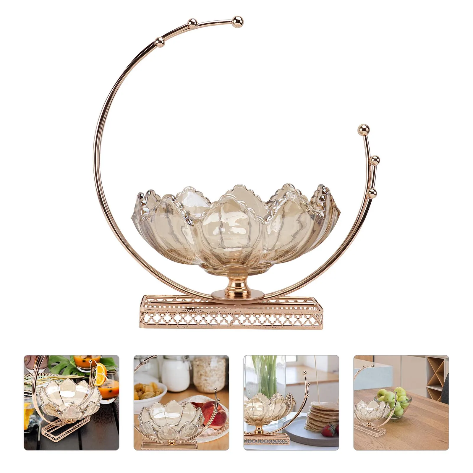 

Fruit Bowl Tray Kitchen Platter Glass Container Decor Fruit Vegetable Washer Space Saving Coffee Shop Living