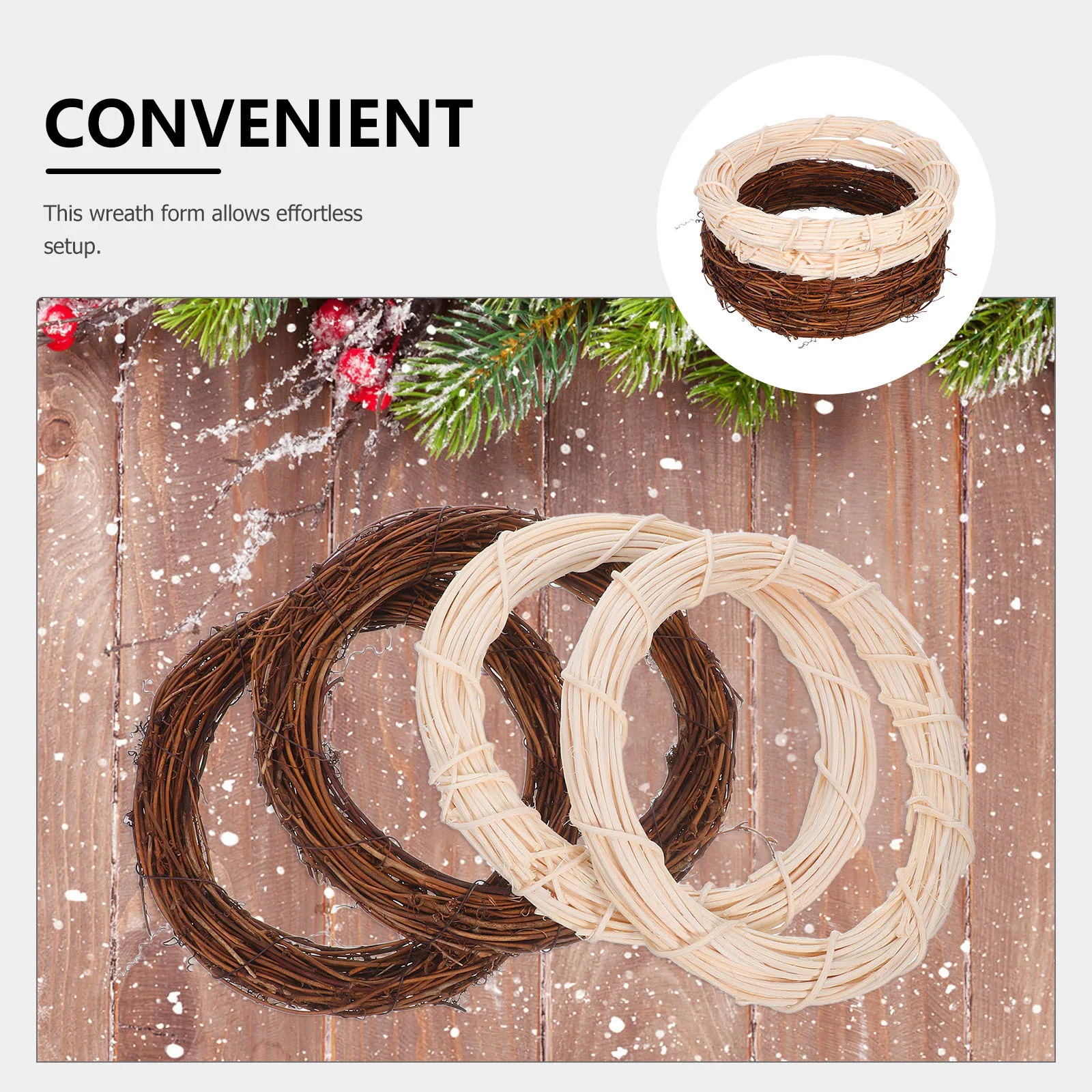 4 قطع من إكليل الزهور العتيق: قاعدة إكليل الروطان الريفي مقاس 7.86 بوصة لحرف العنب اليدوية - حلقة غصين طبيعية لحفلات الزفاف المنزلية #4