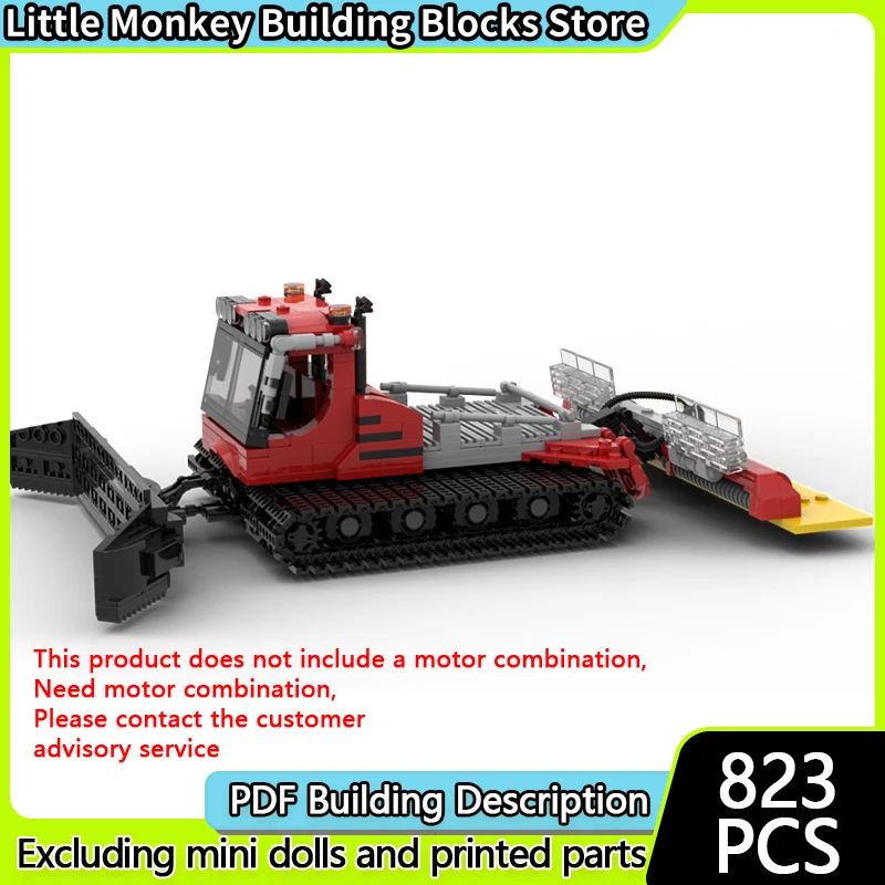 City Car Model MOC Building Bricks Red Basic Version Snow Groomer Modular Technology Gifts Holiday Assemble Children Toys Suit