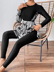 Print Muslim Modest Swimwear Women Swimsuit Burkini Full Cover Islamic Long Sleeve Swimming Suit For Woman Bathing Suits Girls