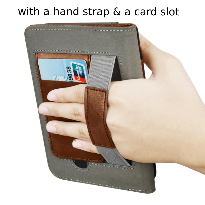 Dla Kobo Clara BW / Color/ 2E Etui z paskiem na rękę Uchwyt na kartę 6-calowy skórzany pokrowiec Ebook N365 N367 2024 N506 Funda — zdjęcie produktu 2