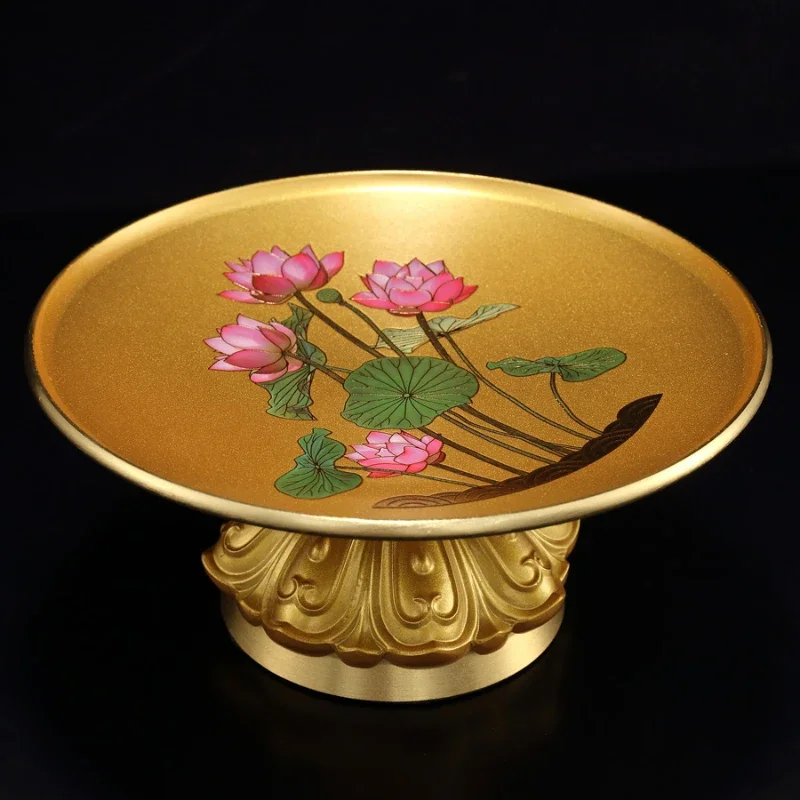 

Fruit Tray Copper Household Fruit Plates Storage Plate Embossed Lotus Flowers Metal Trays Never Fade