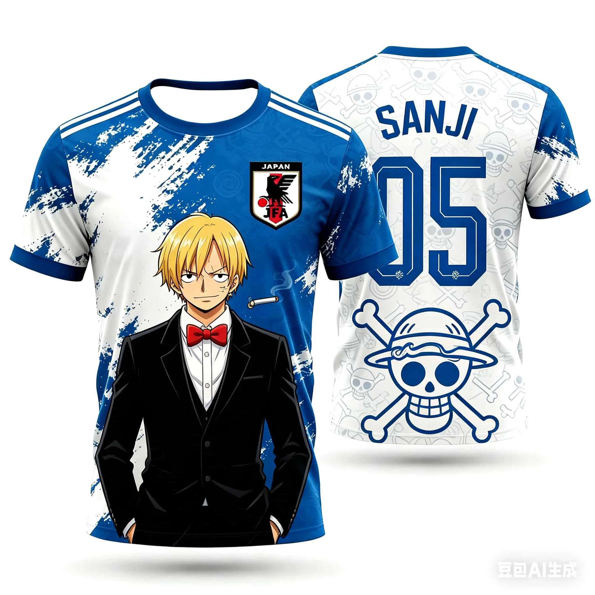 One Piece Cartoon Doppelseitig Bedrucktes Fußballtrikot Unisex Schnelltrocknend Atmungsaktiv Anime-Fan Kurzarm Sport T-Shirt für Kinder – Detail 5
