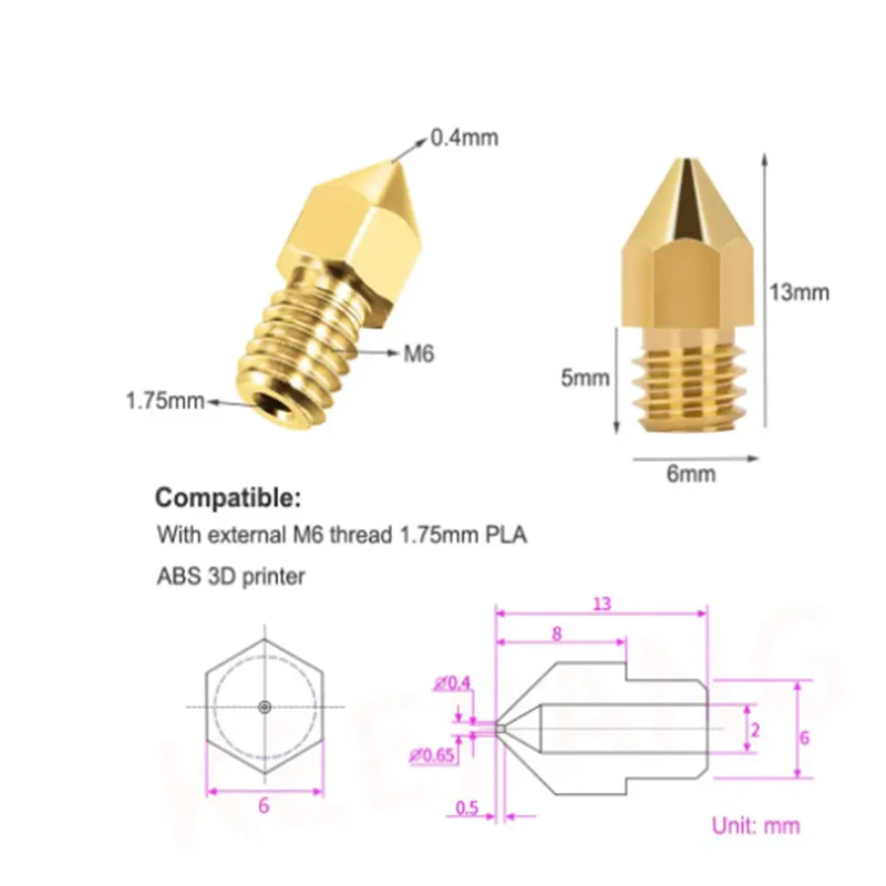 20 szt. Mosiężny MK8 nozzle1.75 mm drukarka 3D 0.2/0.3/0.4/0.5/0.6/0.8/1.0mm wytłaczarka głowica Hotend dysze 3D części drukarki 3 CR10