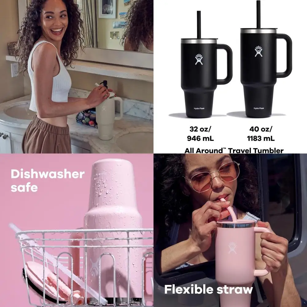 

Портативный изолированный дорожный стакан из нержавеющей стали с ручкой, крышкой и соломинкой — 40 унций в виде агата