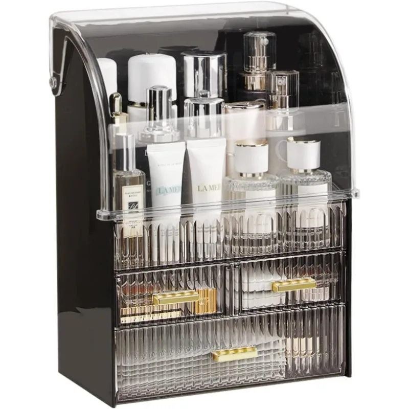 

Makeup Organizer for Vanity,Large Capacity Skincare Organizers with Lid and Drawers, Countertop Cosmetic Organizer Tray,