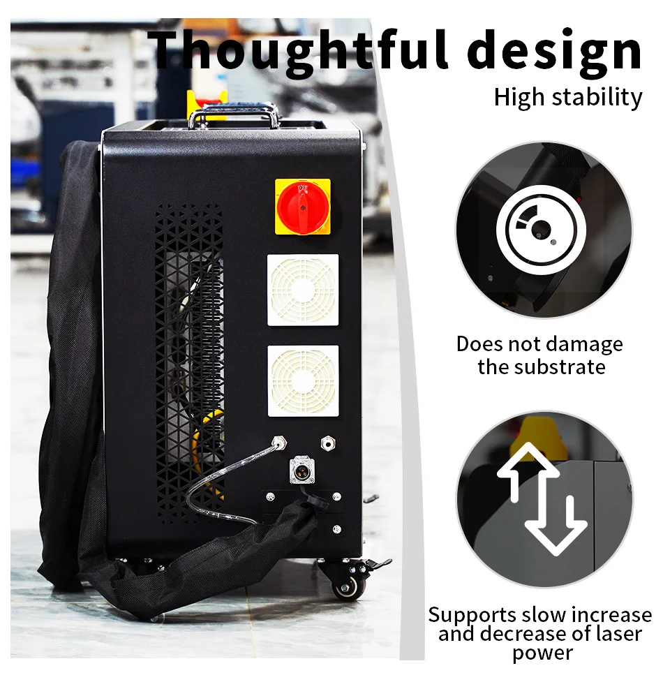 레이저 페인트 및 녹 제거제, 멀티 모드 펄스 금속 녹 제거 100 와트 레이저 녹 제거, 공기 냉각 레이저 공장, 200W, 300W