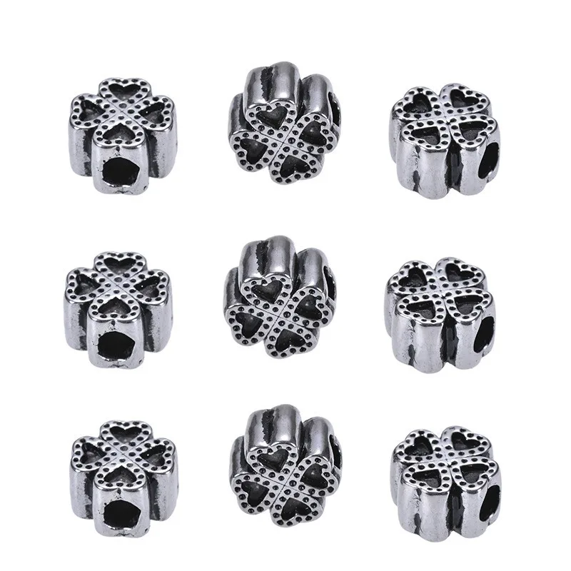 

Metal Stainless Steel Four Leaf Clover Three-Dimensional Bead Customized Manufacturer DIY Various Retro Style Jewelry Accessorie