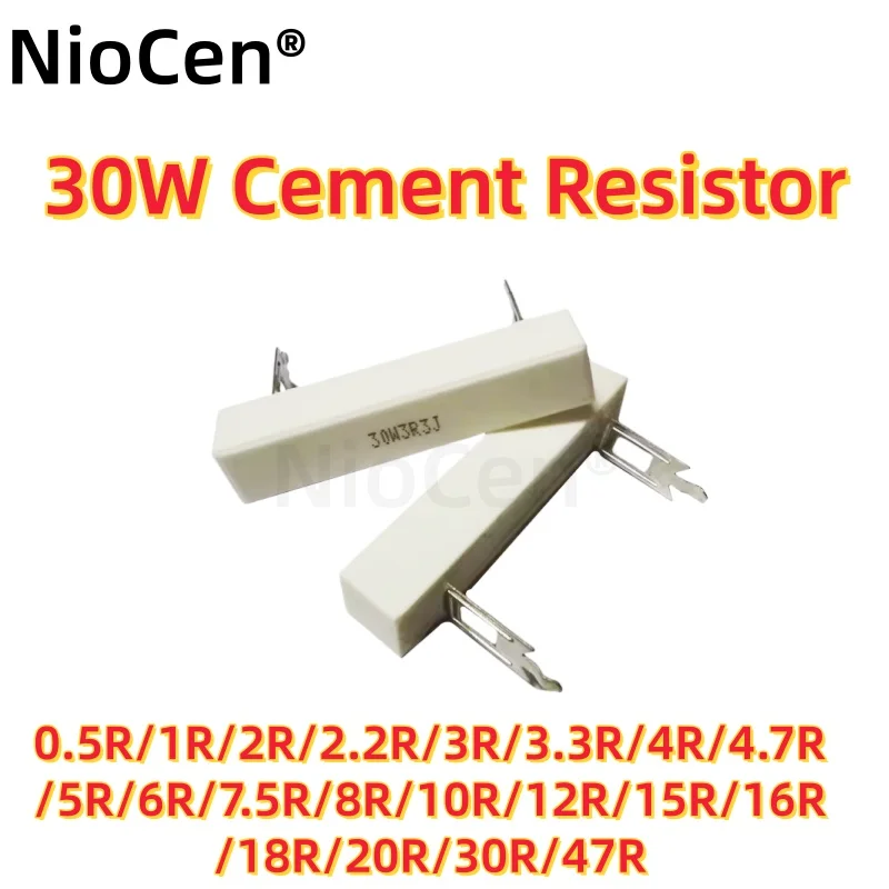 

（5pcs）30W cement resistor 0.5/1/2/2.2/3/3.3/4/4.7/5/6/7.5/8/10/12/15/16/18R/20R/30R/47R