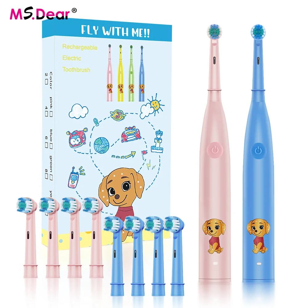 

Kids Cartoon Rotating Electric Toothbrush Children Electric Toothbrush IPX7 Waterproof 5 Cleaning Modes Rechargeable Toothbrush