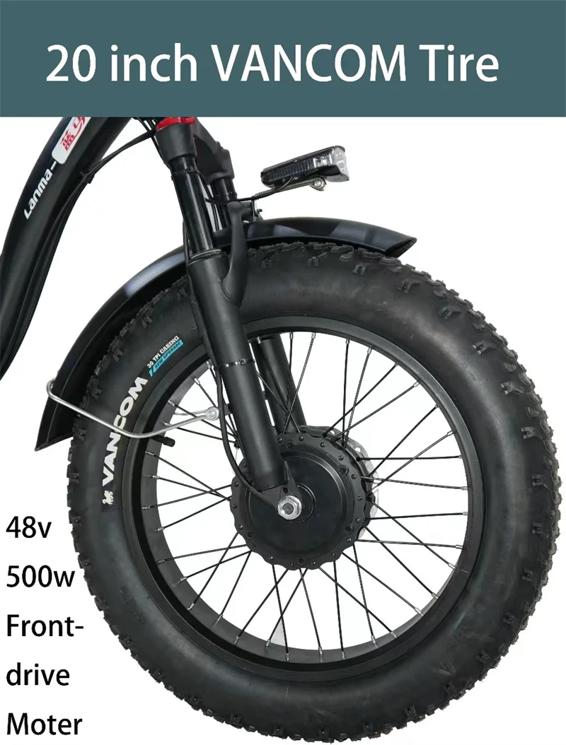 3 Wheel Electric Tricycles For Adults 48v 500w 20-inch Electric Bicycle Fatbike Removable Lithium Battery With Cargo Basket