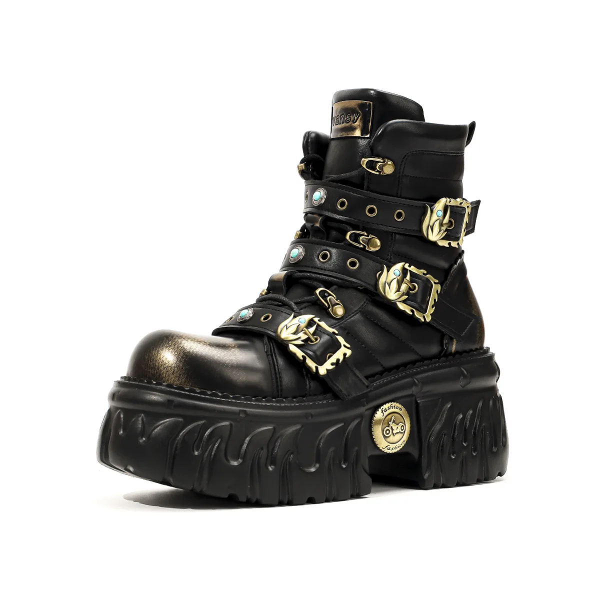 

Outdoor Autumn and Winter Men and Women Same Polished Super Thick-soled Heightening Metal Muffin Tank Sole High-top Shoes