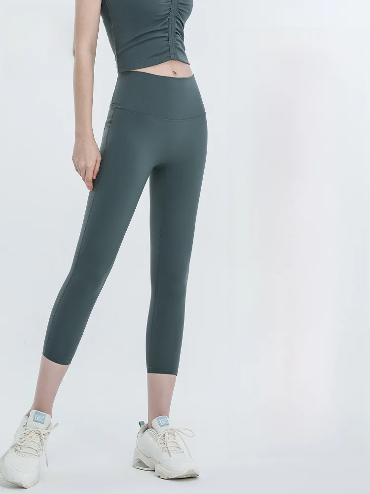 

High-Waist ark Skin Elastic Yoga Pants Women's Thin Breathable Skin-Friendly Tummy Control Butt Lifting Fitn Trousers