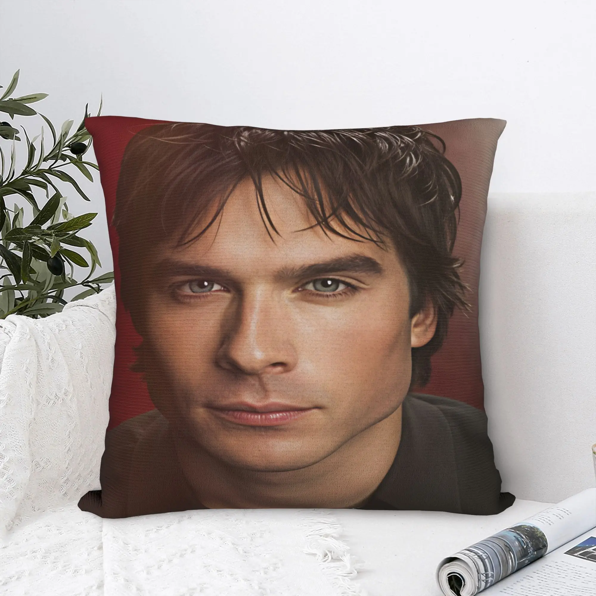 VIKAMA Vampire Diaries Damon Portrait Pillow Case  Kawaii Pillow Cover Design Pillowcases For Wedding Party Home Decor