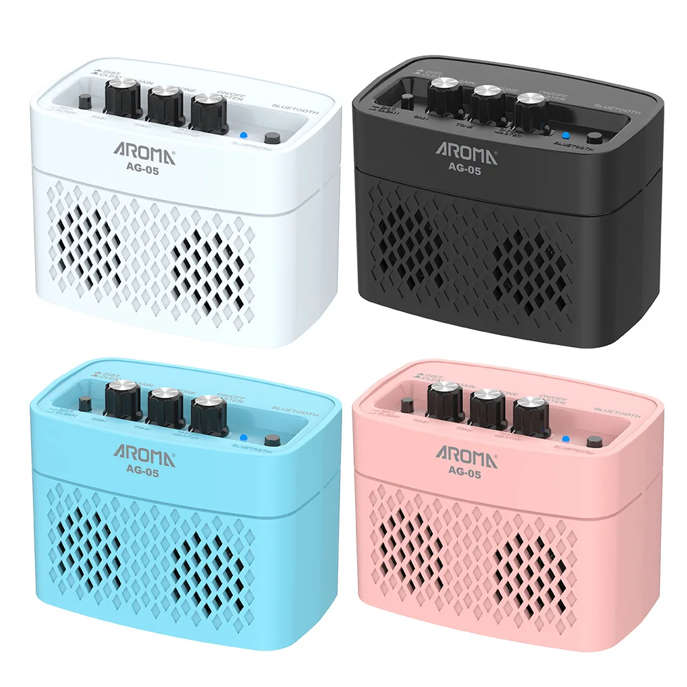 

AROMA AG-05 Guitar Amplifier 5W Electric Guitar Amp Speaker with Bluetooth Clean & Overdrive Channels Guitar Parts & Accessories