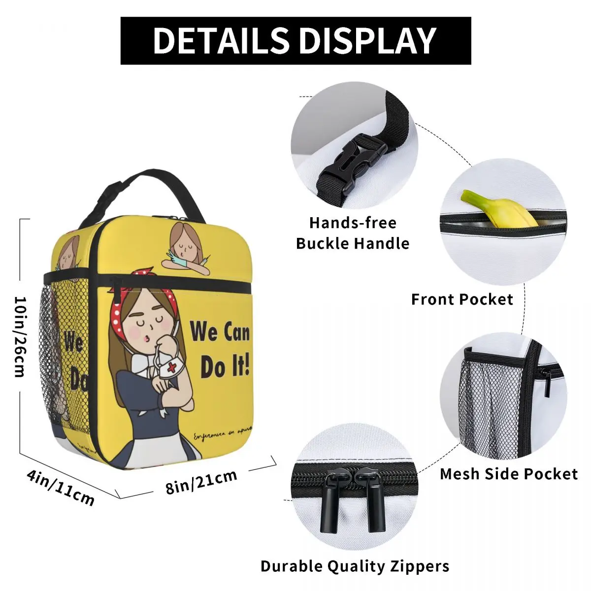 Doctor Nurse Bag for Lunch Enfermera En Apuros Print Insulated Lunch Tote Bag for Women Container Box Cooler Thermal For Work