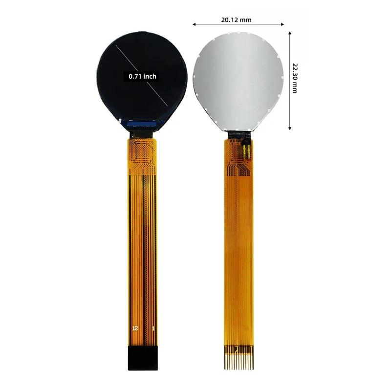 0.71インチTFT LCDディスプレイGC9D01ドライバ、160x160解像度カラースクリーン、SPIインターフェース、12ピンFPCコネクタ付きLCDモジュール