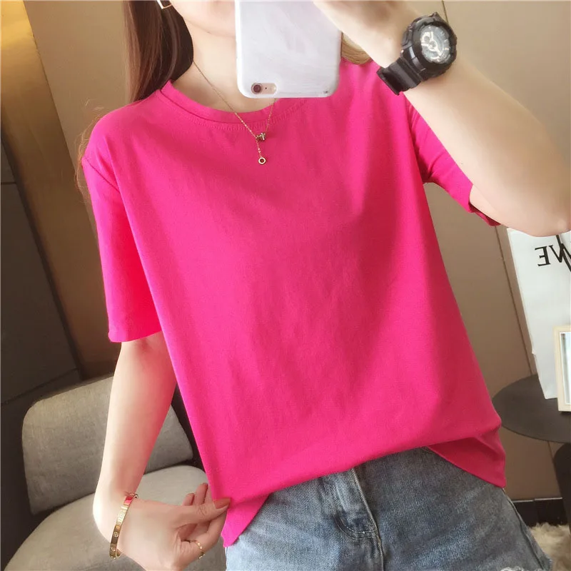 2024 New Fashion Summer sexy Blouse Women White O Neck Solid Casual Short Sleeve Cotton Ladies Tops Shirts  6000