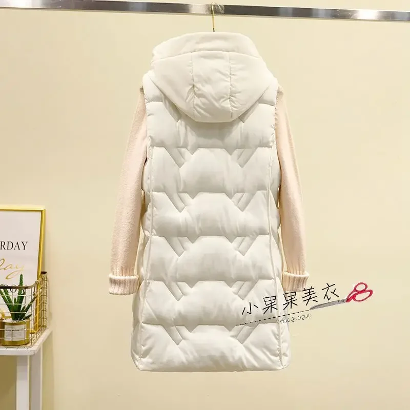 2025 신상 가을 겨울 여성 패션 캐주얼 따뜻한 조끼 아우터 후드 캐주얼 베스트 여성 조끼 재킷
