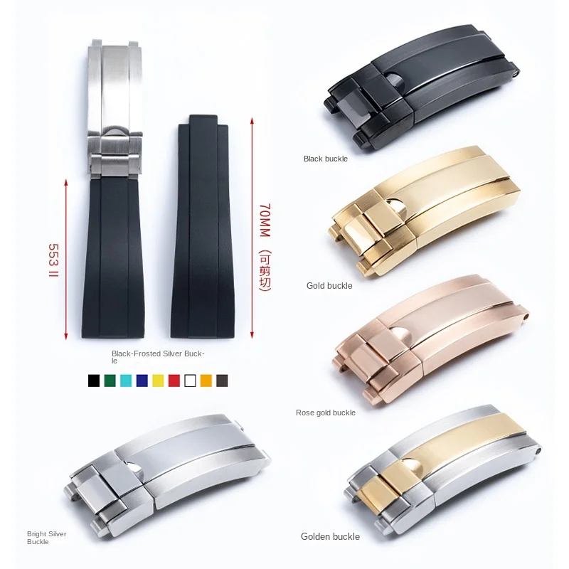 Pulseira de borracha de silicone para rolex-strap submarinista daytona deepsea oysterflex relógios banda gmt pulseira esporte relógio cinta 20mm