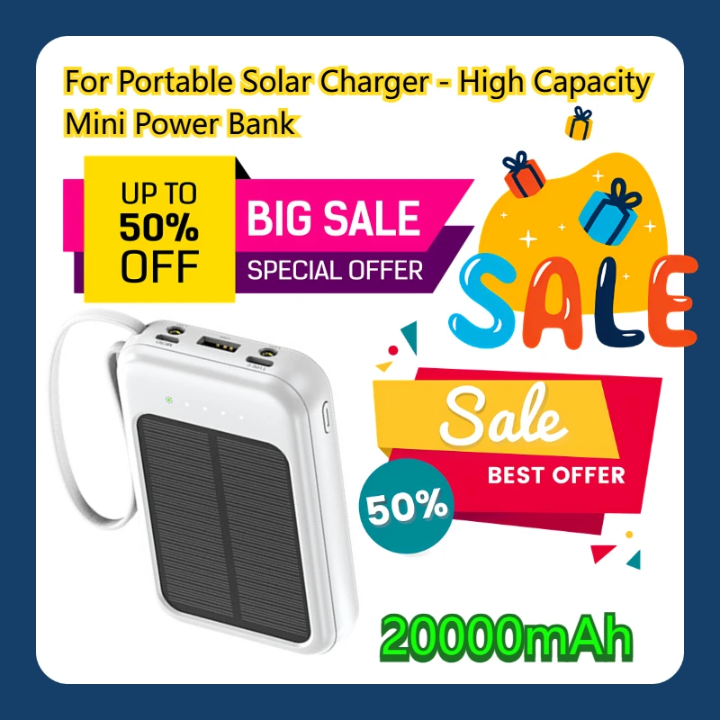 

For 20000mAh Portable Solar Charger - High Capacity Mini Power Bank