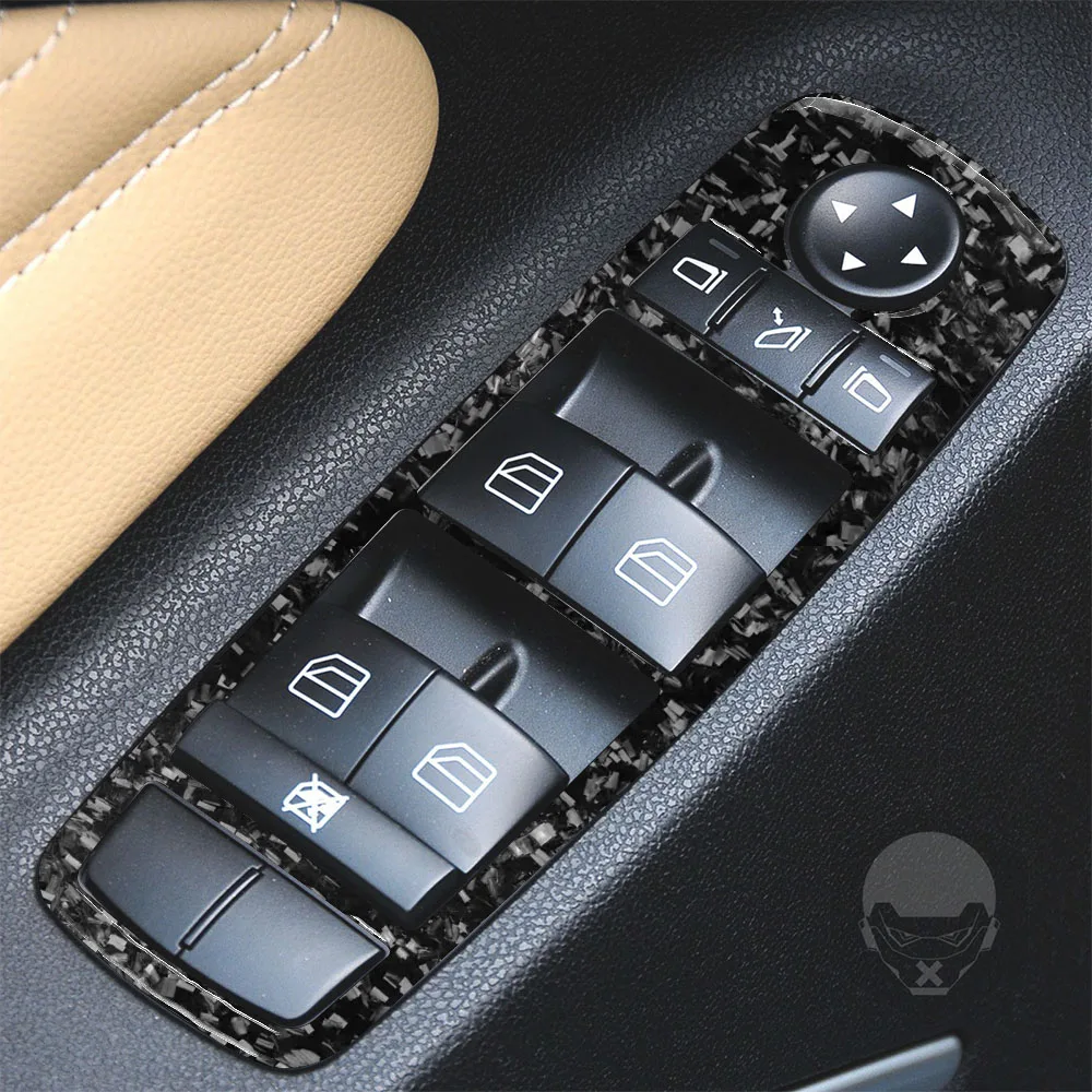 For Mercedes-Benz M-Class ML W164 2005-2011 Forged Carbon Fiber Window Lift Button Frame Panel Cover Car Accessories Sticker