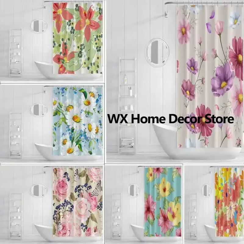 

Colorful Floral Shower Curtain for Bathroom Mildew Resistant and Eco Friendly