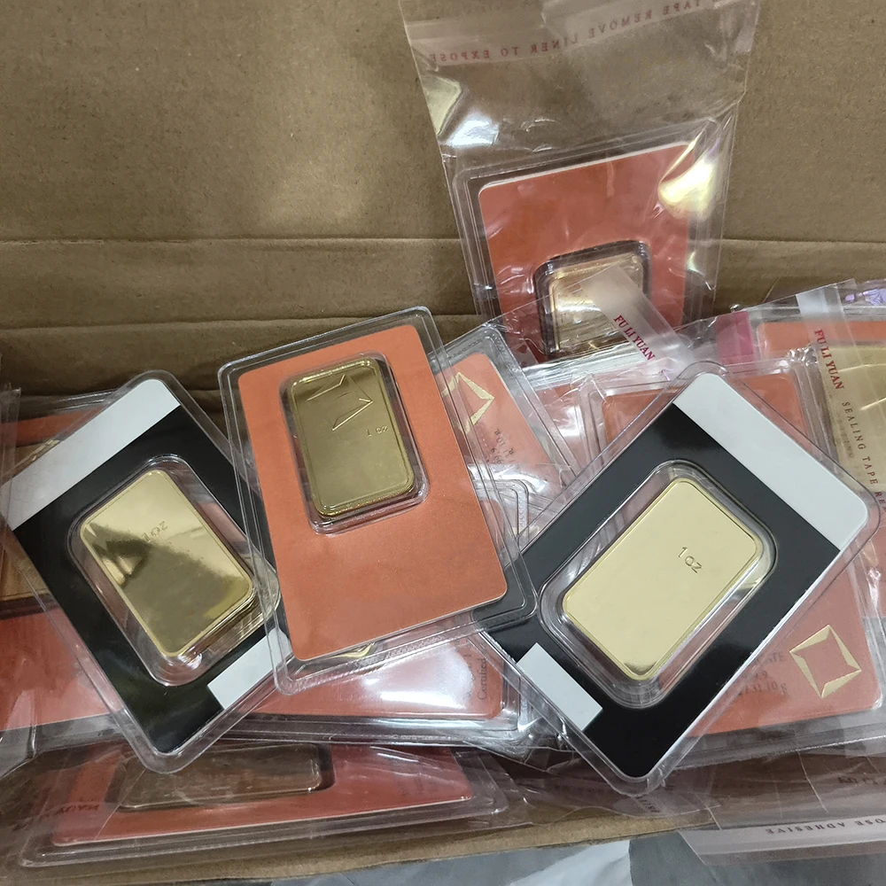 1g/2.5g/5g/20g/1oz High Quality Gold Plated Bar Non-Magnetic Copper Gold Plated Bullion Sealed Packaging Business Gift