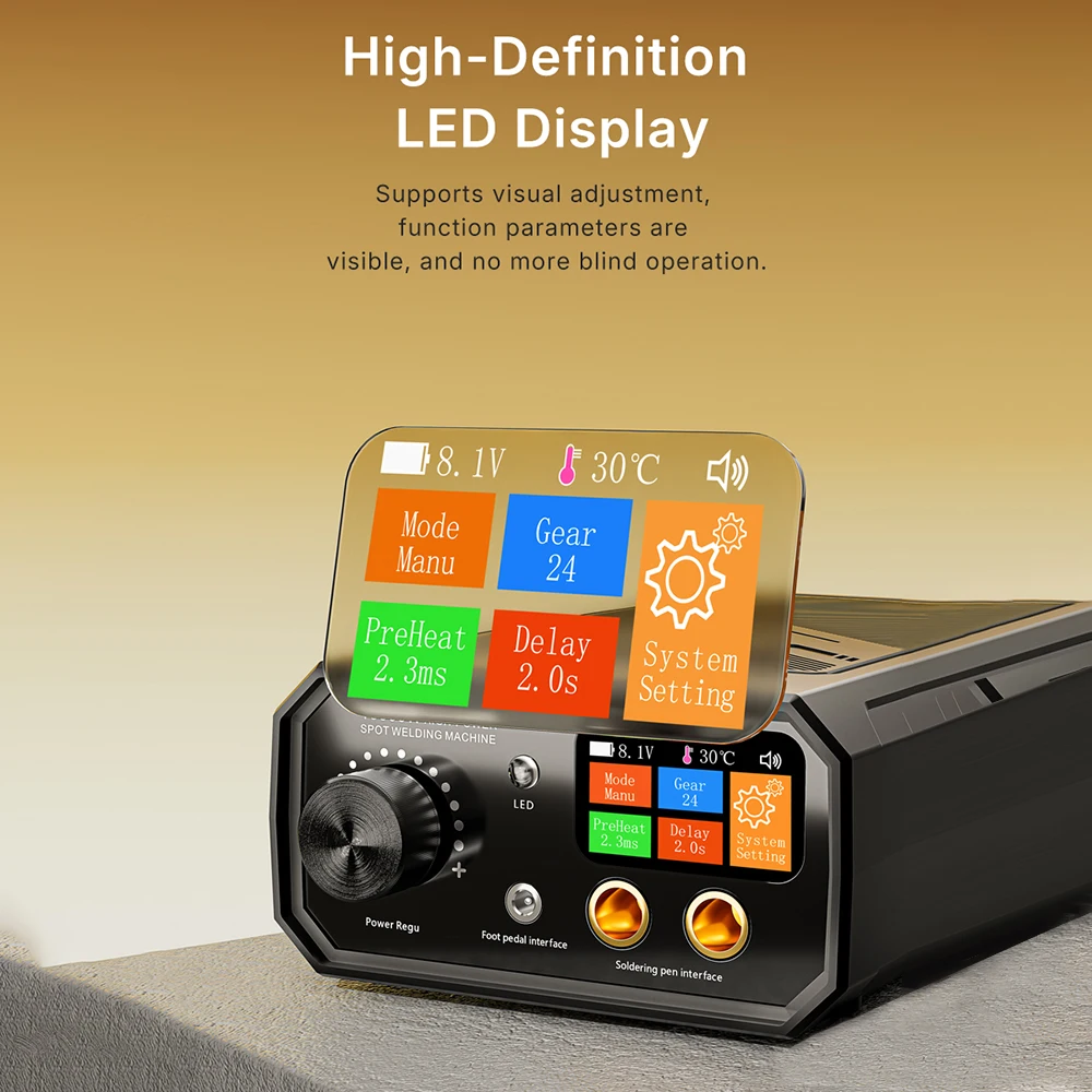 TK-20P TFT Color Screen Portable Pedal Spot Welding Machine 10000W Dual Pulse 18650 Lithium Battery DIY Nickel Sheet Spot Welder