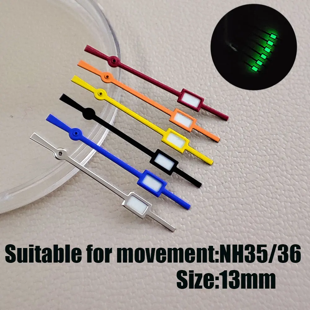 NH35 hands pointer Silver needle green luminous, Watch accessories,suitable for nh35 Second Hands nh36 movement M6-M13