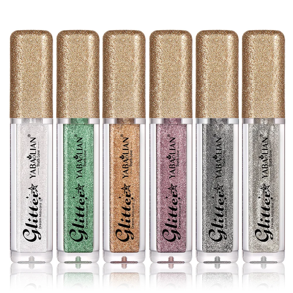 Máscara de pestañas con purpurina de color diamante, maquillaje de ojos nacarado para mujeres, máscara gruesa rizada, Cosméticos Coreanos impermeables, belleza