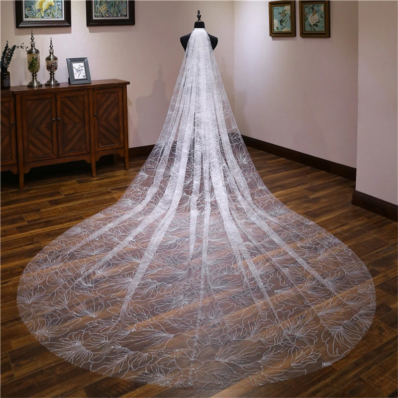 Beleza-emily 2022 nova moda de luxo véus de casamento para noivas cor dourada lantejoulas cristal grandes véus de noiva acessórios de casamento