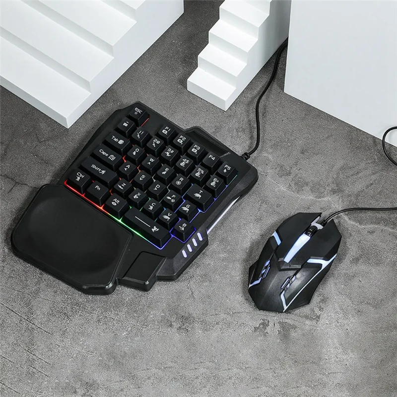 AU67-For PUBG 35Key Ergonomics RGB لوحة مفاتيح الألعاب + لوحة المفاتيح والماوس محول + ماوس 5 في 1 مجموعة ألعاب الهاتف المحمول
