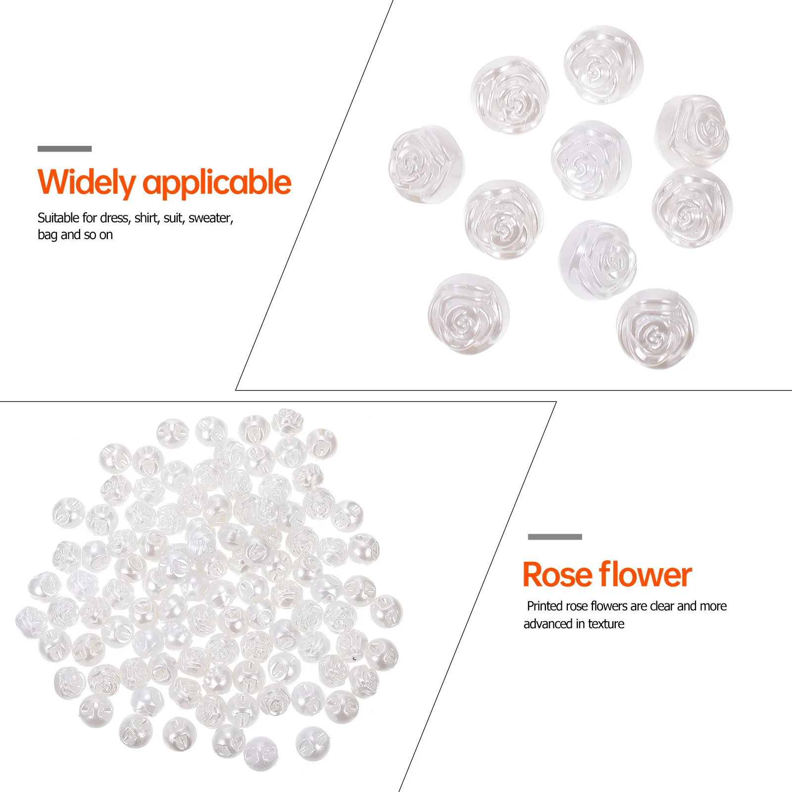 

100Pcs Premium Resin Rose Buttons Durable Clothing DIY Ornaments Shirts Coats Sweaters Sewing Buttons Clothing DIY Ornaments
