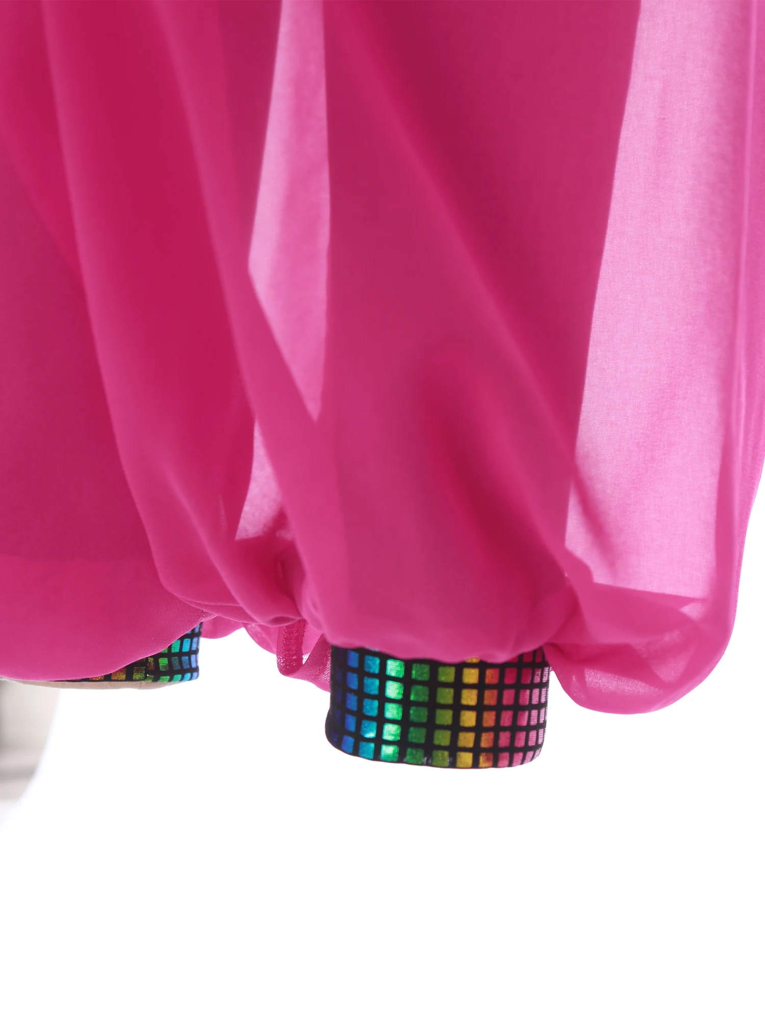 Kids Girls Jazz Dance Pants Small-check Metallic Chiffon Pants Dance Outfits for Party Belly Dance Cheer-leading Competition