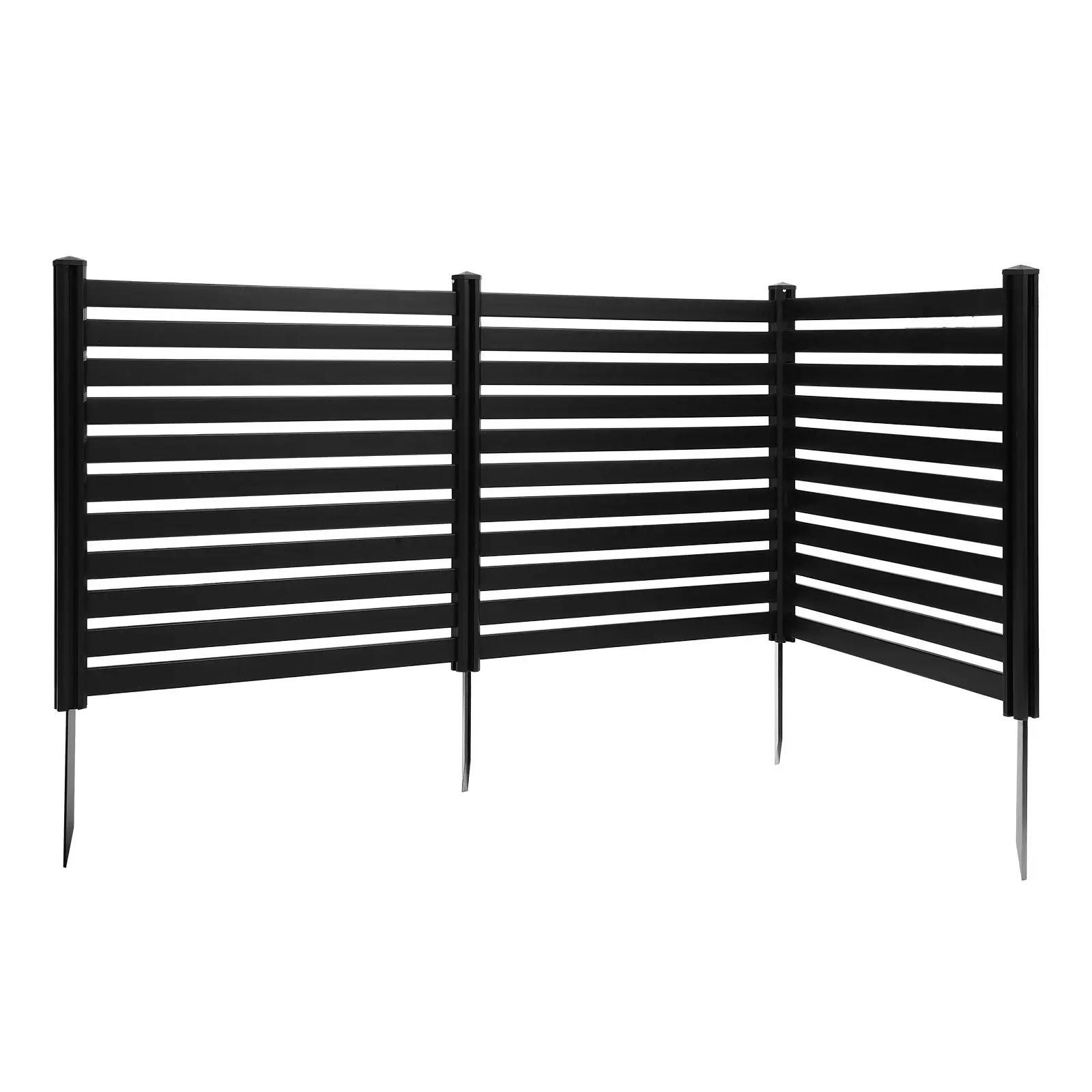 3 Panels Outdoor Privacy Screen, 50 x 48 in Air Conditioner Fence with 27.6 in Ground Stakes, Pool Equipment Enclosure, Vinyl Pr