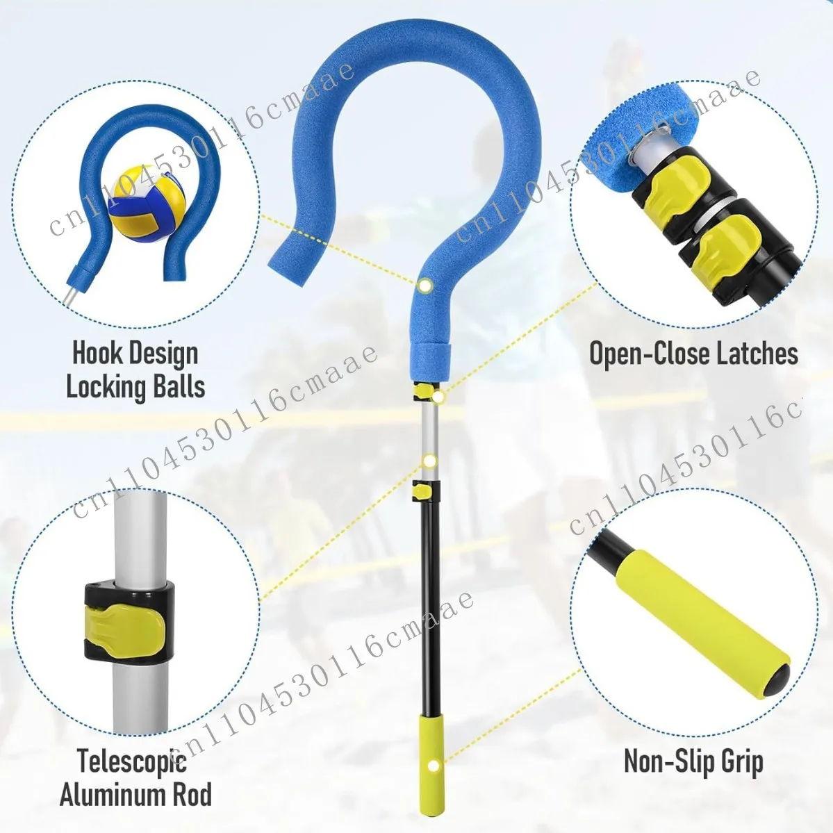 Volleyball spike trainer, large question mark hook, adjustable serve for learning and training