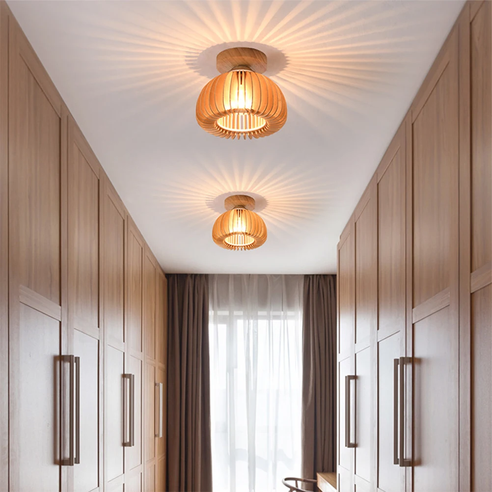 

Wooden Ceiling Flush Mount Light Fixture Simple Design Bedroom Living Room Ceiling Light Shade Hallway Lighting Solution