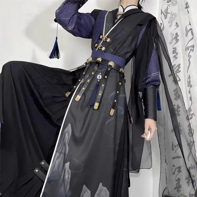 Chinese Traditional Hanfu Clothes Men Vintage Hanfu Cosplay Clothing Man Japanese Samurai Couple Ancient Folk Hanfu Set