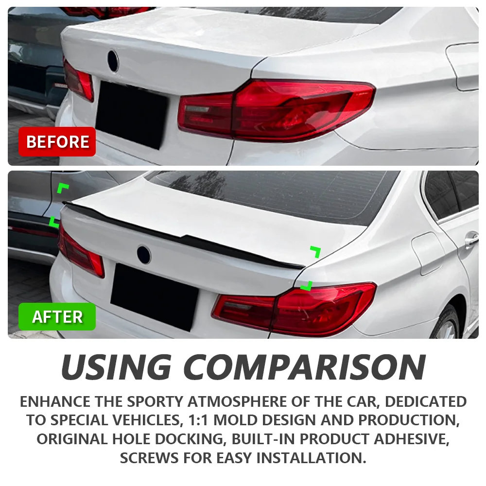 PSM الخلفي سبويلر لسيارات BMW 5 Series G30 2018-2023 لامع أسود الرياضة طقم الجسم غطاء صندوق السيارة الجناح BMW اكسسوارات تحديث السيارة
