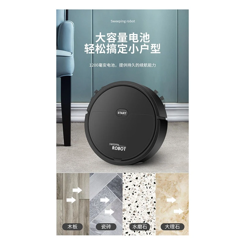 USB Smart Multi-Function Sweeping Robot Vacuum Sweeping Mopping 3-In-1 All-In-One Vacuum Cleaner Parts Black