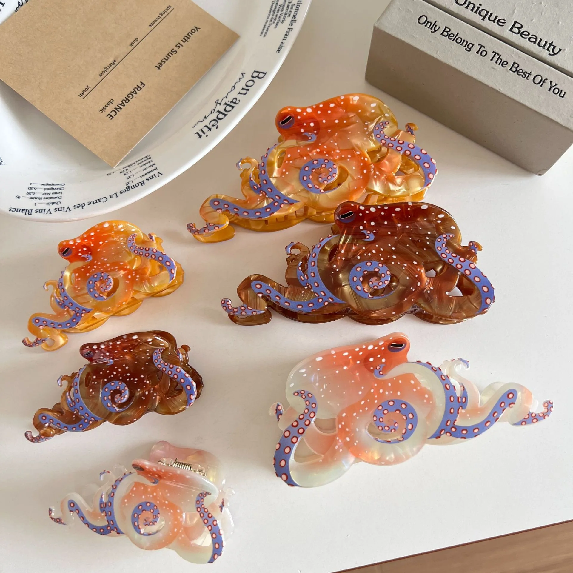 1pc Creative Design Grab Clip Fun Marine Animal Hair Clip Personalized Woven Hair Grab New Octopus Shark Clip