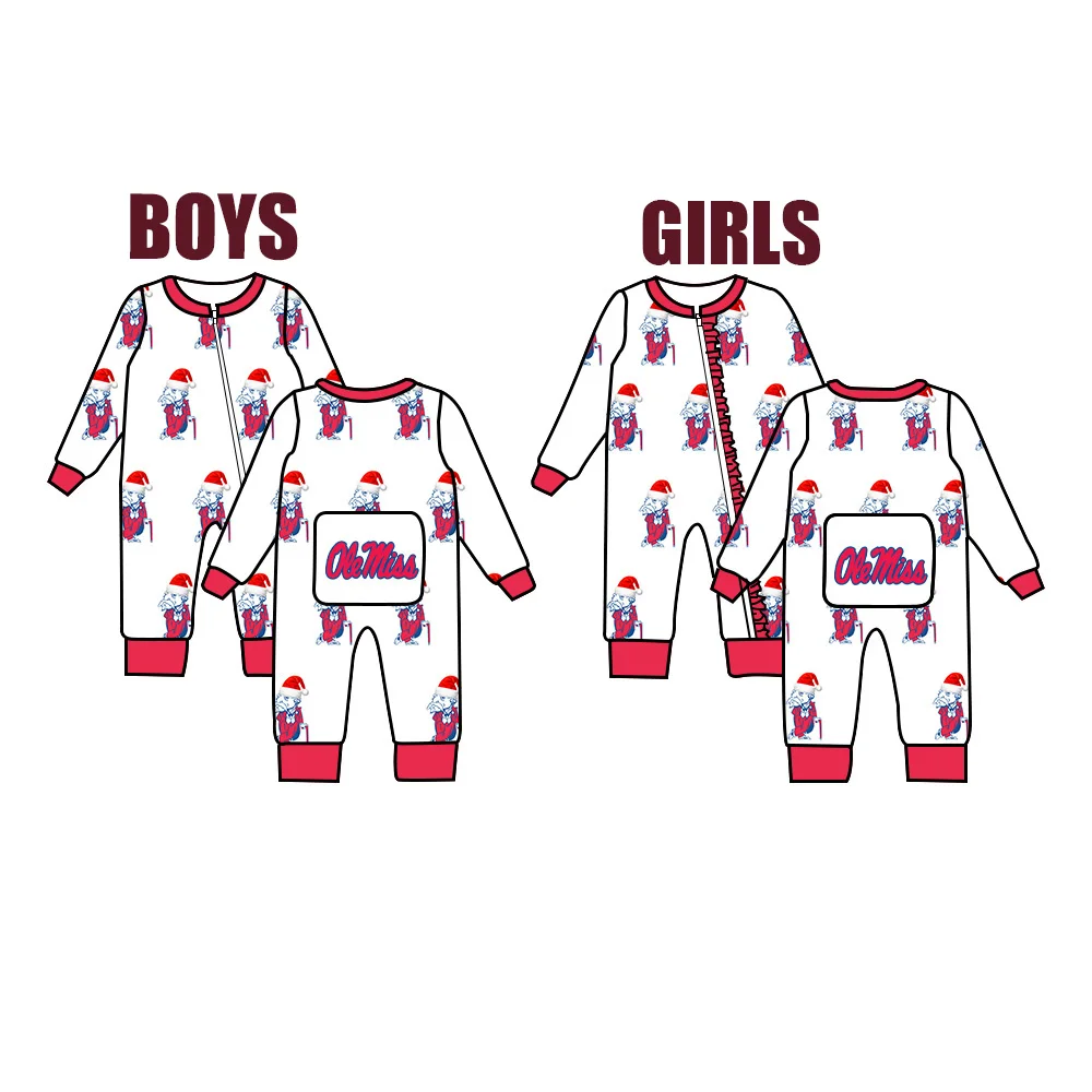 Wholesale Toddler Christmas Clothes Uniforms Team Sleeper Fall Long Sleeve Boys Girls Baby Romper