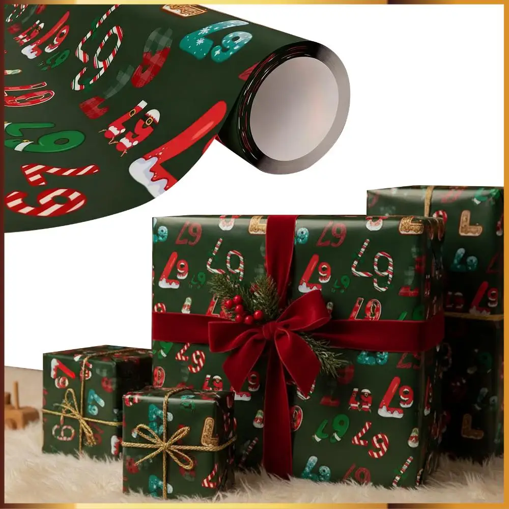 2 uds 67 papel de regalo navideño 70,87x19,69 pulgadas 67 papel de regalo de meme Santa 67 papel de regalo de meme para regalo de ramo de Navidad DIY