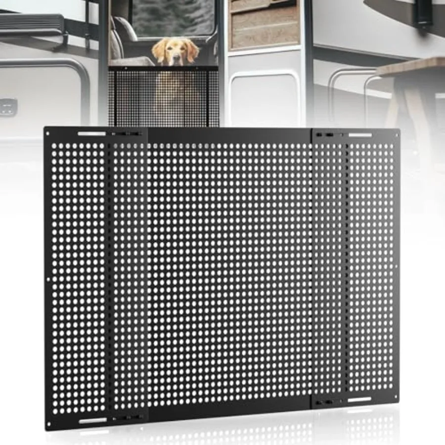 

Premium Adjustable RV Entry Screen Door Grille Adjusts from 22-31.5 Aluminum Alloy Protector Guard for RV Camper Black