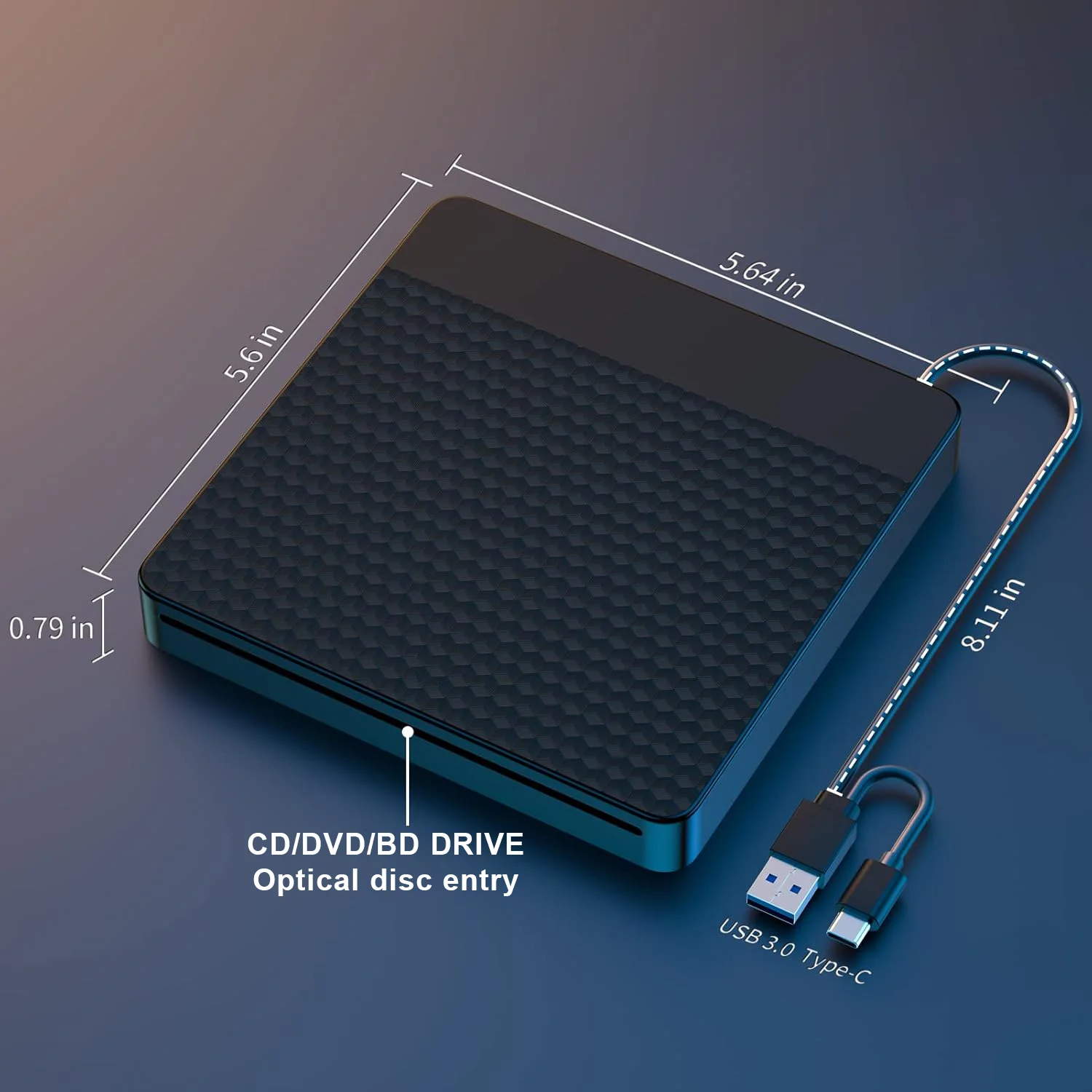 노트북용 외장 블루레이 드라이브 USB3.0&타입 C 슬롯인 BD 버너 휴대용 3D BD-RE 드라이브 BD DVD CD 레코더 플레이어 라이터